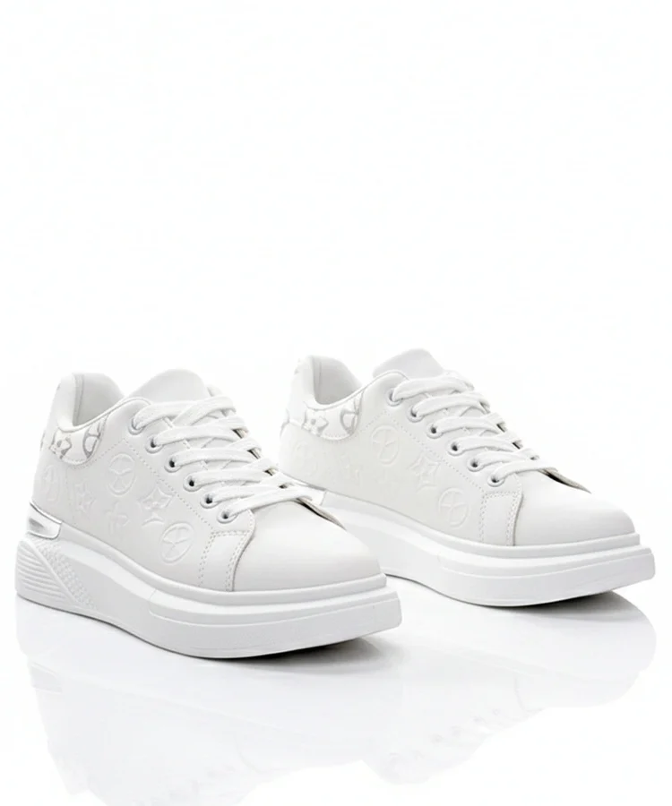 Białe Sneakersy Zdobione Tłoczeniem Peyton