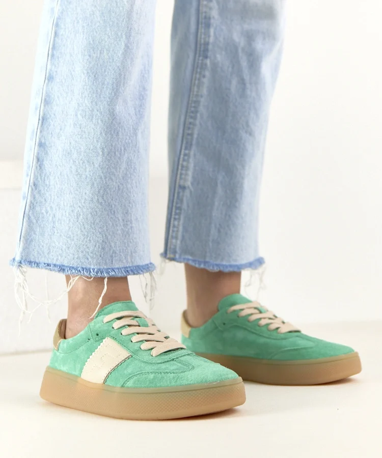 Zielone Skórzane Sneakersy Na Platformie Filippo