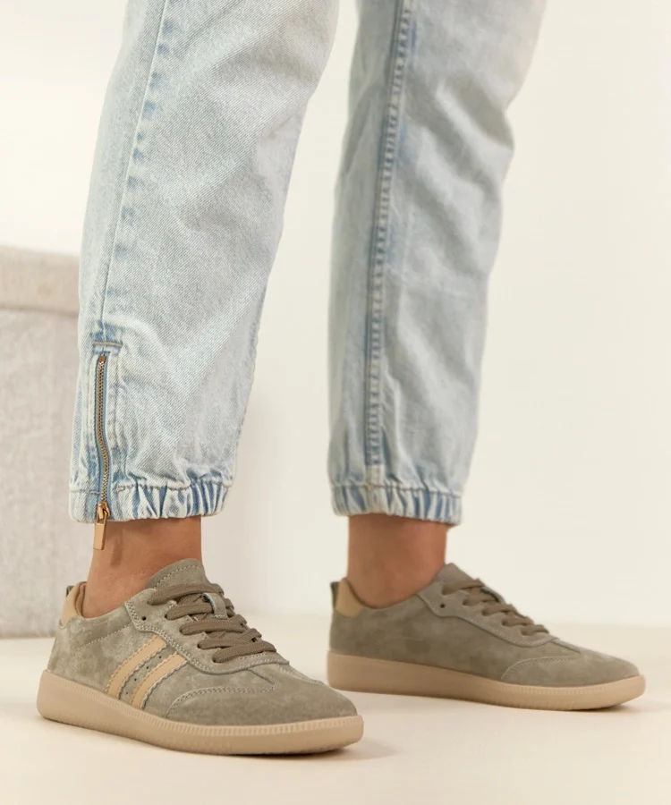 Khaki Skórzane Sneakersy Filippo