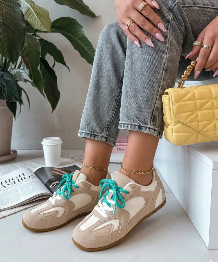 Beżowe sneakersy trampki damskie Casey