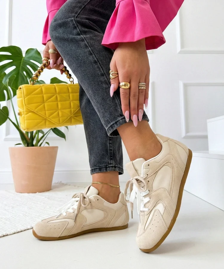 Beżowe sneakersy trampki damskie Casey