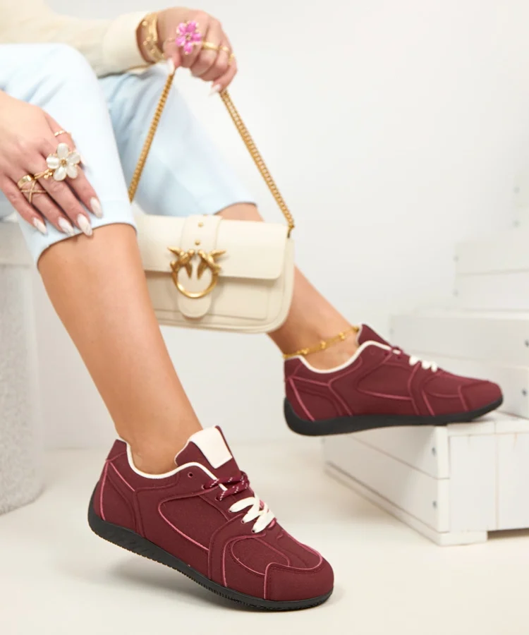 Bordowe Sneakersy Trampki Damskie Amaryllis