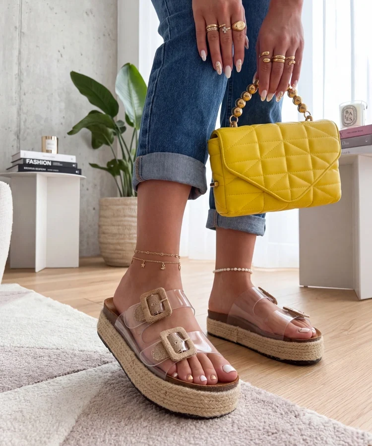 Przezroczyste Klapki na Grubej Podeszwie z Plecionką Léontine