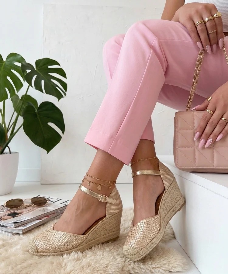 Beżowe Sandały Espadryle Na Koturnie Lucinda