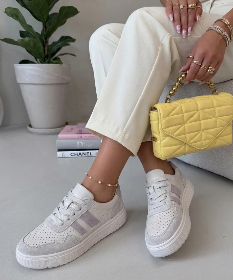 Beżowe Sneakersy Ze Skóry Naturalnej Cambell