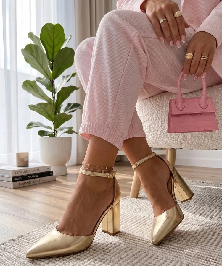 Złote Czółenka Na Słupku Audrey