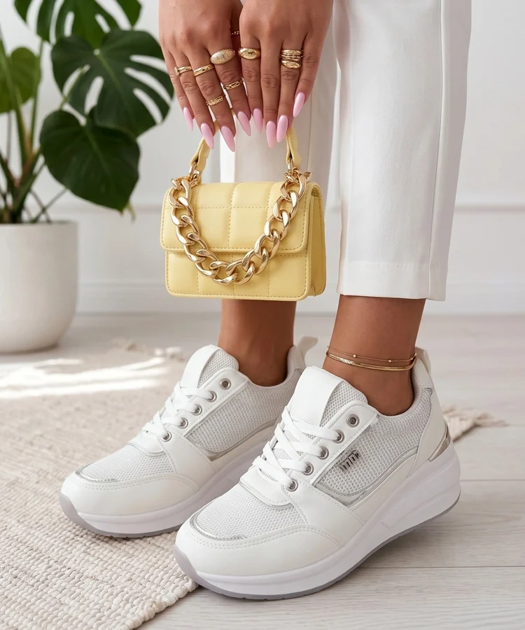 Białe Sneakersy Na Koturnie Ava