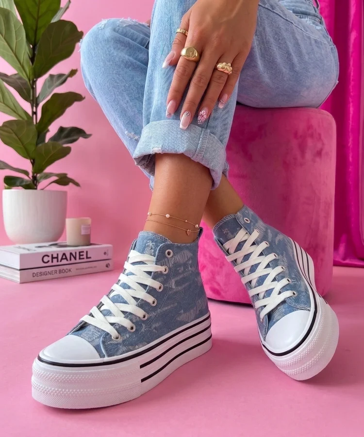 Niebieskie Trampki Za Kostkę Piper