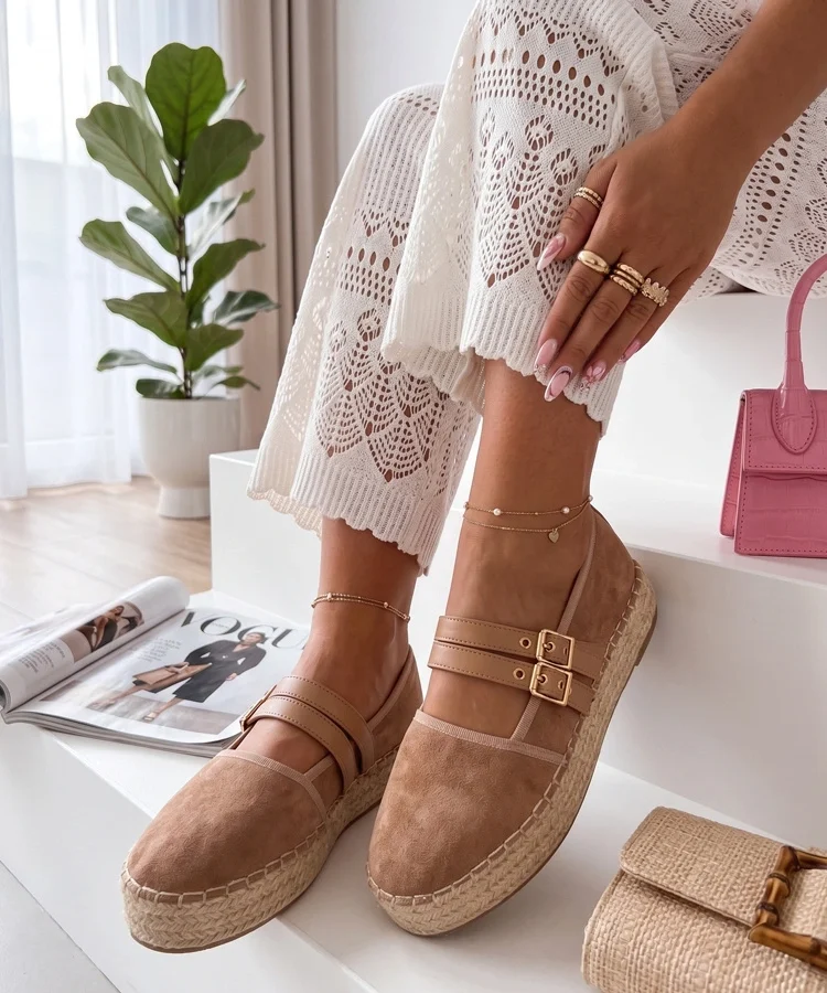 Beżowe Espadryle Na Platformie Marcelle